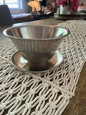 Vintage Leonard Japan 18-8 Stainless Steel Attached Underplate Gravy Boat